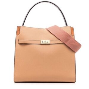 Tory Burch Lee Radziwell Pebbled Double Bag, Pale Peach